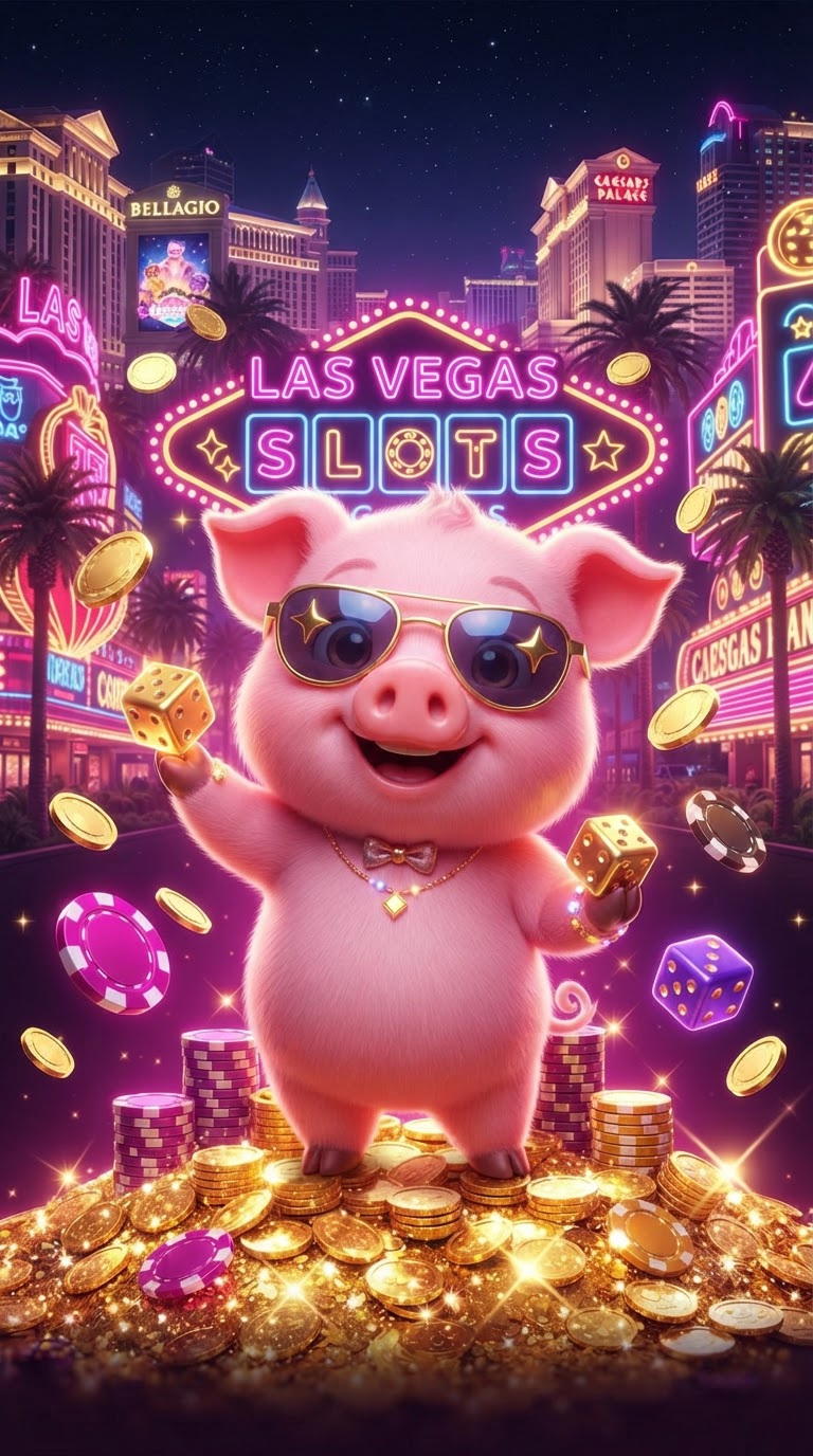 Winnie the Piggie Las Vegas pokie – pig in sunglasses on neon strip